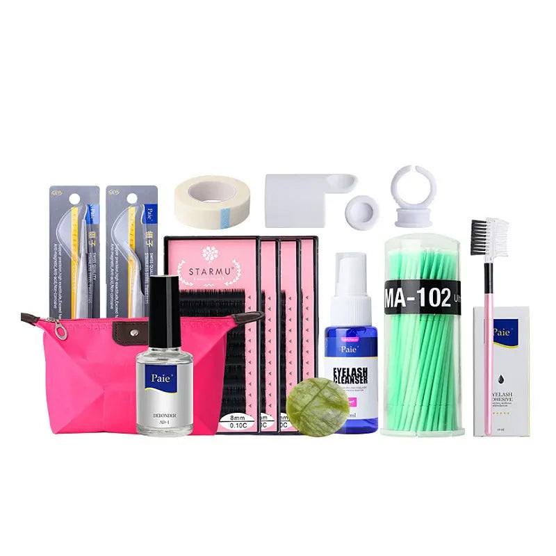 Training for beginners and beginners on eyelash grafting kit, including eyelash implantation, artificial head tools, and eyelash salon grafting practice